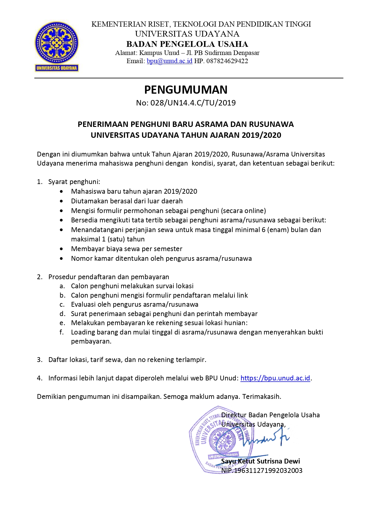 Surat Permohonan Asrama Contoh surat Permohonan