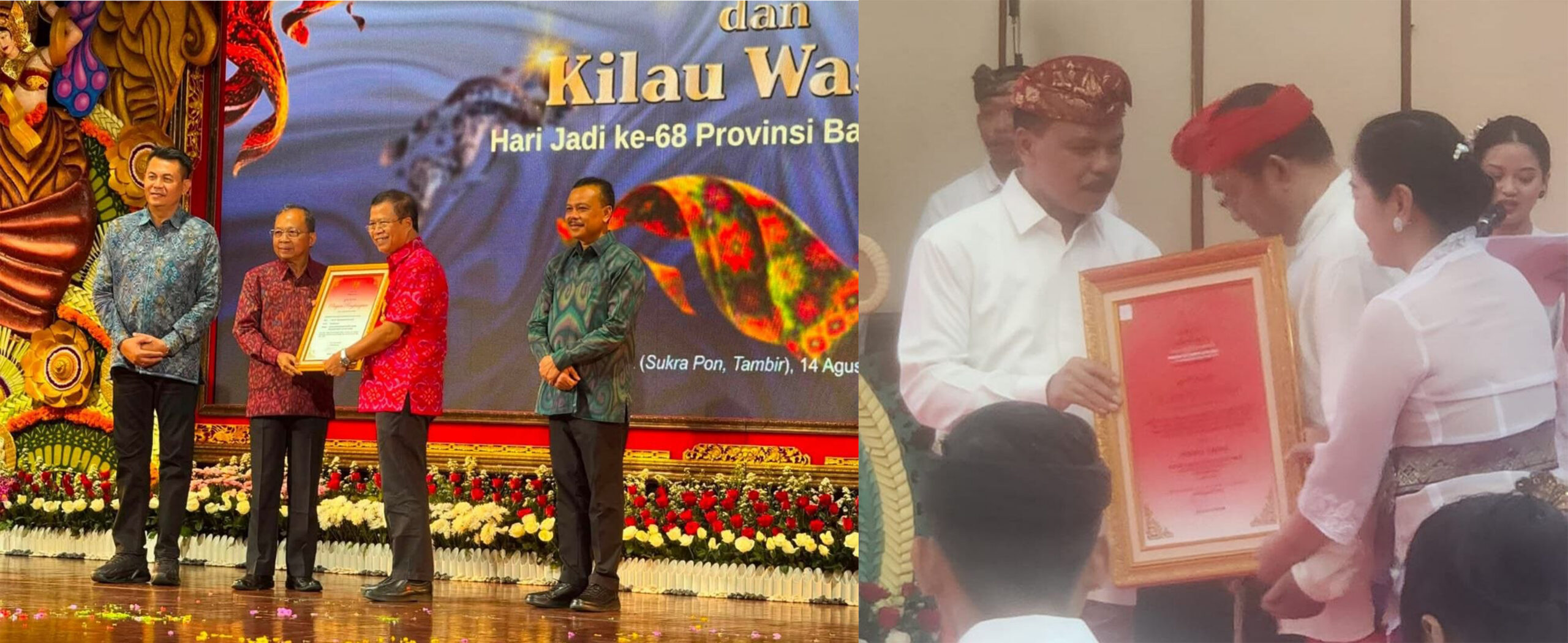 For Producing Work Benefiting the Community and Advancing Bali Province, Two Udayana University Professors—Prof. I Made Agus Gelgel Wirasuta and Prof. I Nyoman Darma Putra—Receive Awards from the Bali Provincial Government